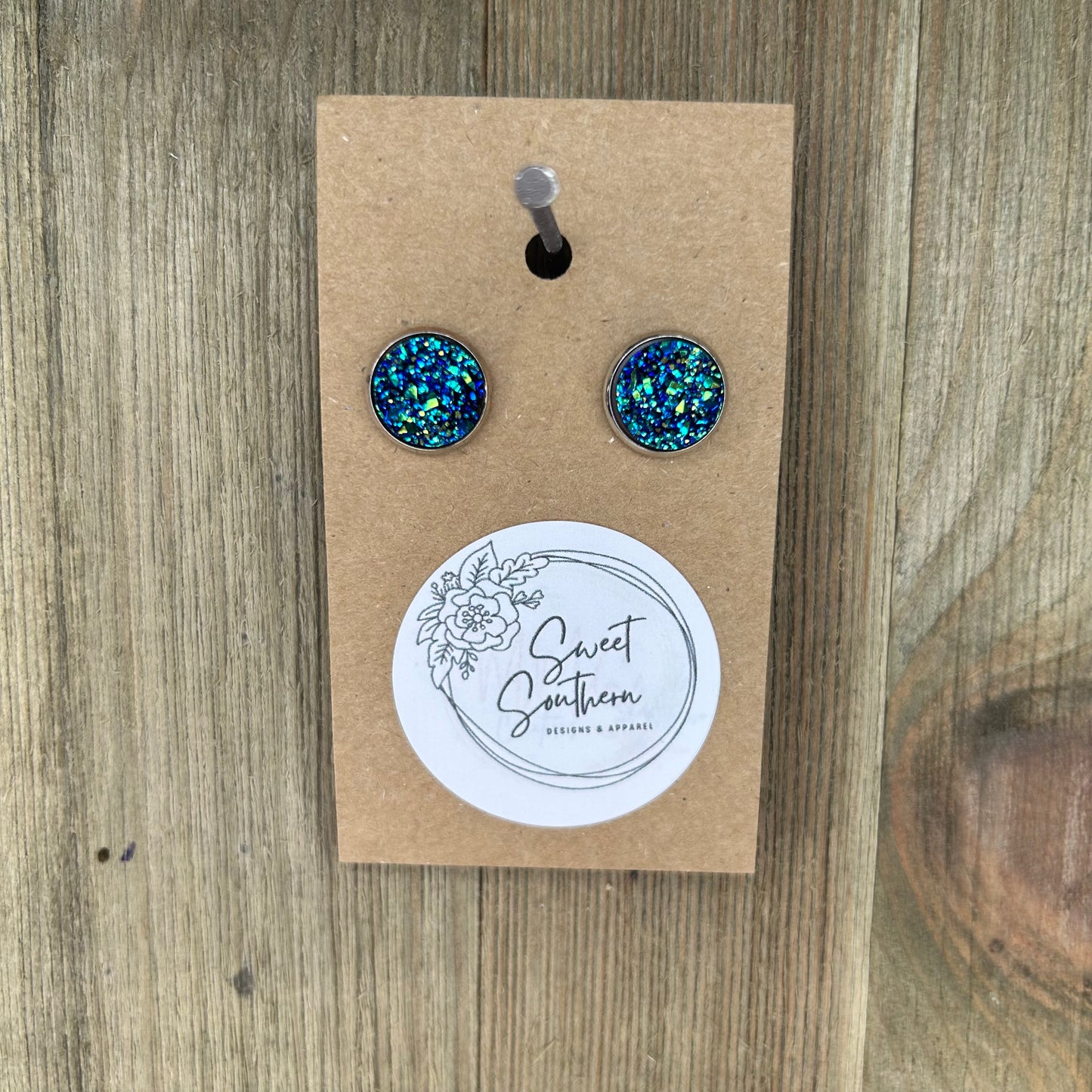 Large Druzy Stud Earrings