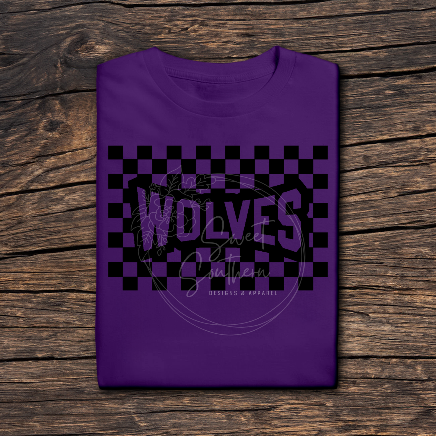 checkered wolves colored t-shirt