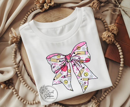 smiley pencil bow t-shirt