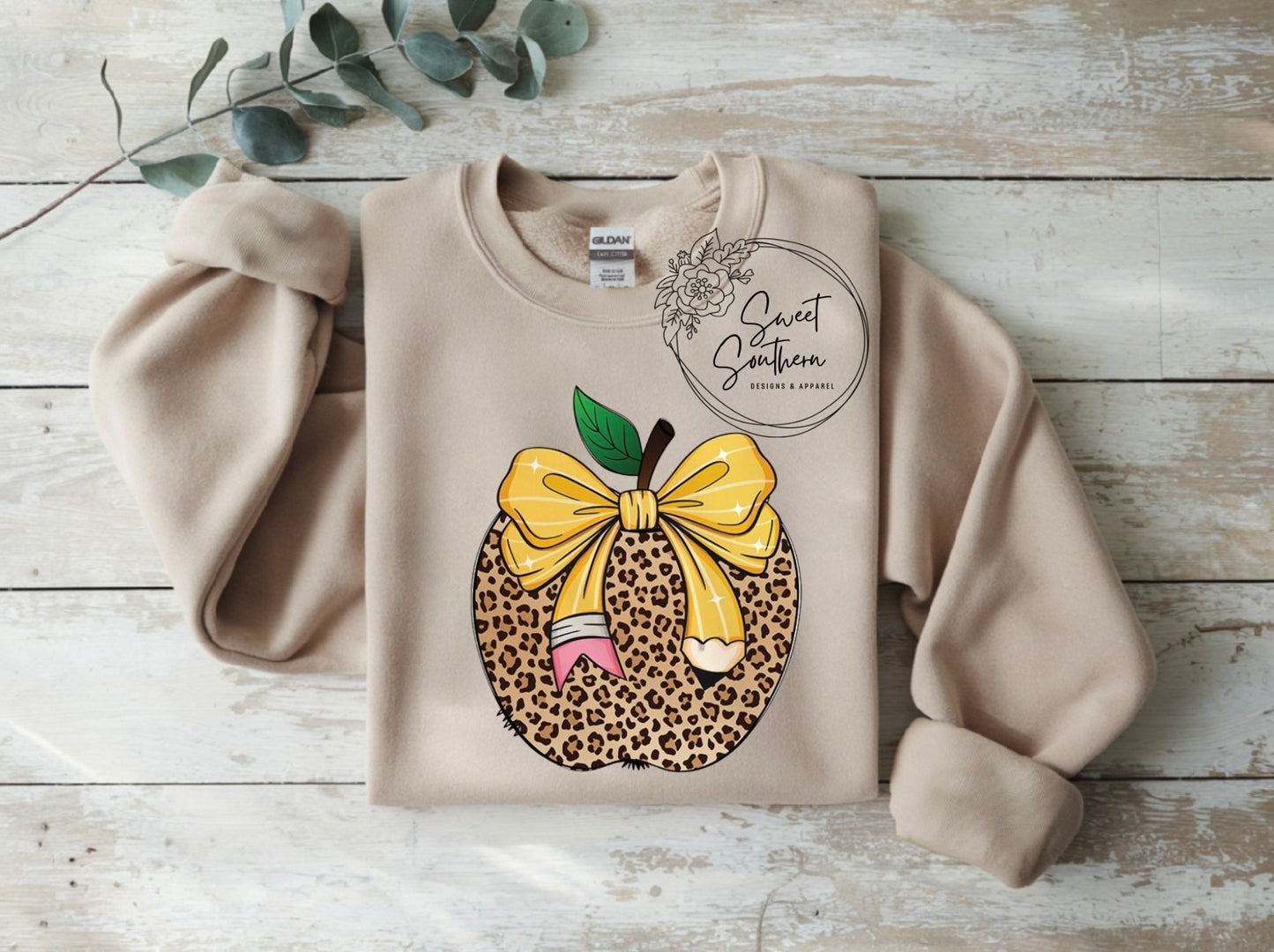 pencil cheetah apple sweatshirt