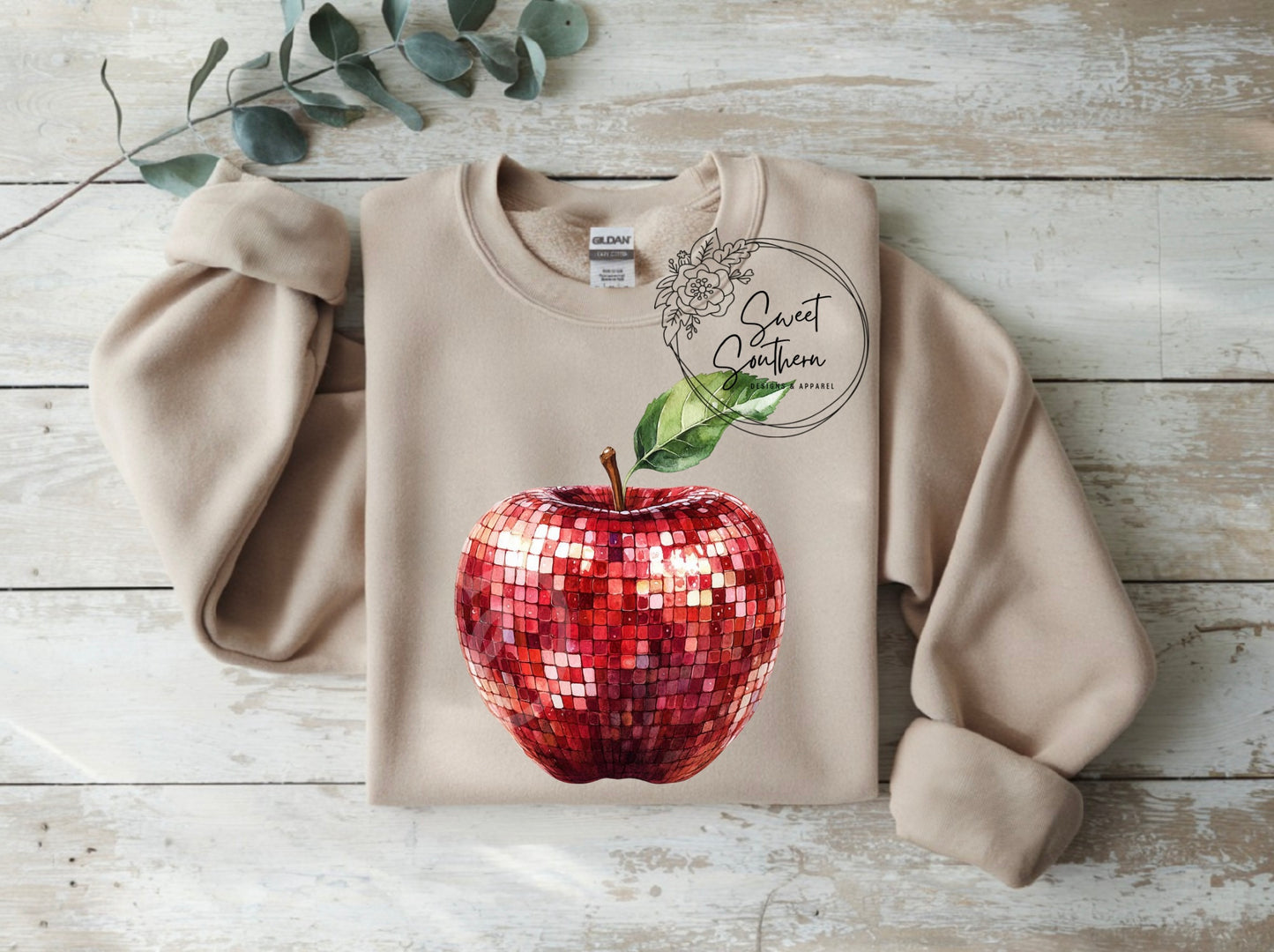 glitter apple sweatshirt
