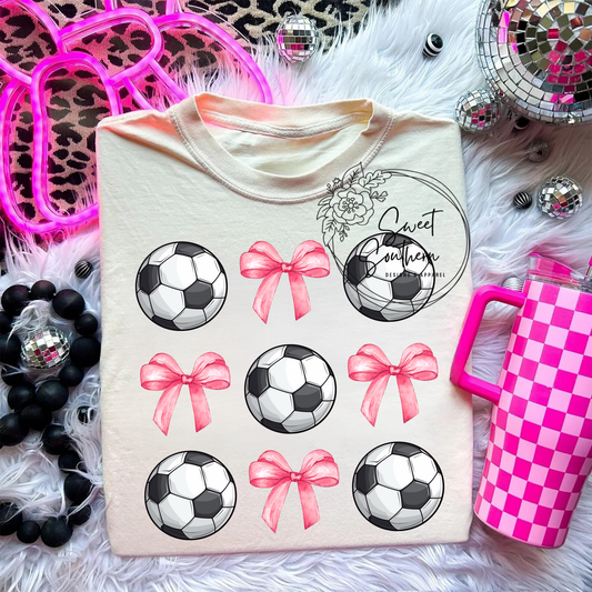 soccer balls and bows t-shirt