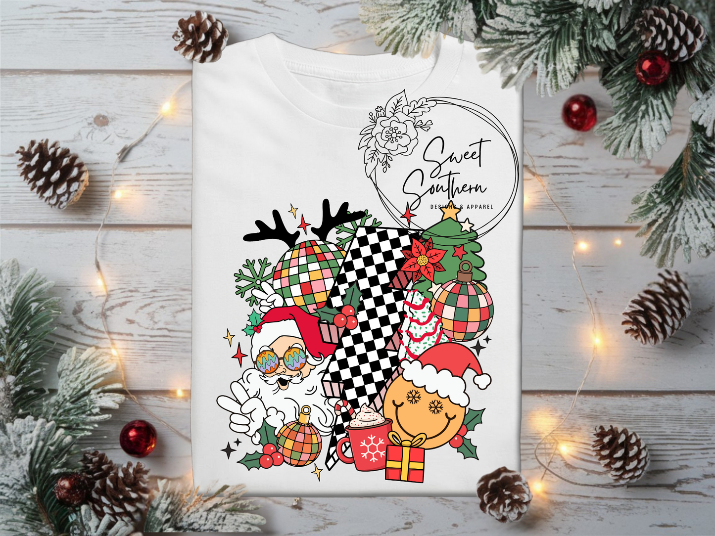 checkered christmas collage