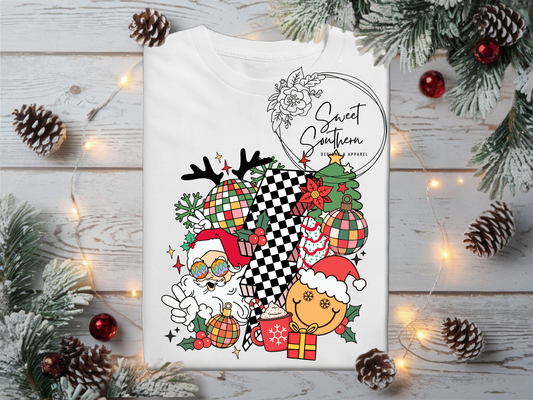 checkered christmas collage