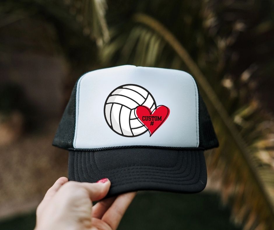 sports heart number trucker hat