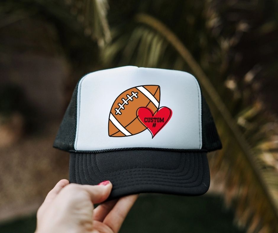 sports heart number trucker hat