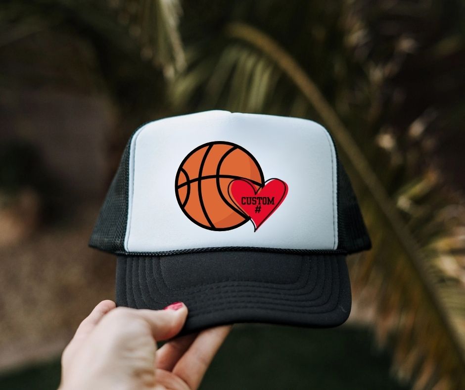 sports heart number trucker hat