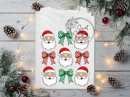 checkered bow santa
