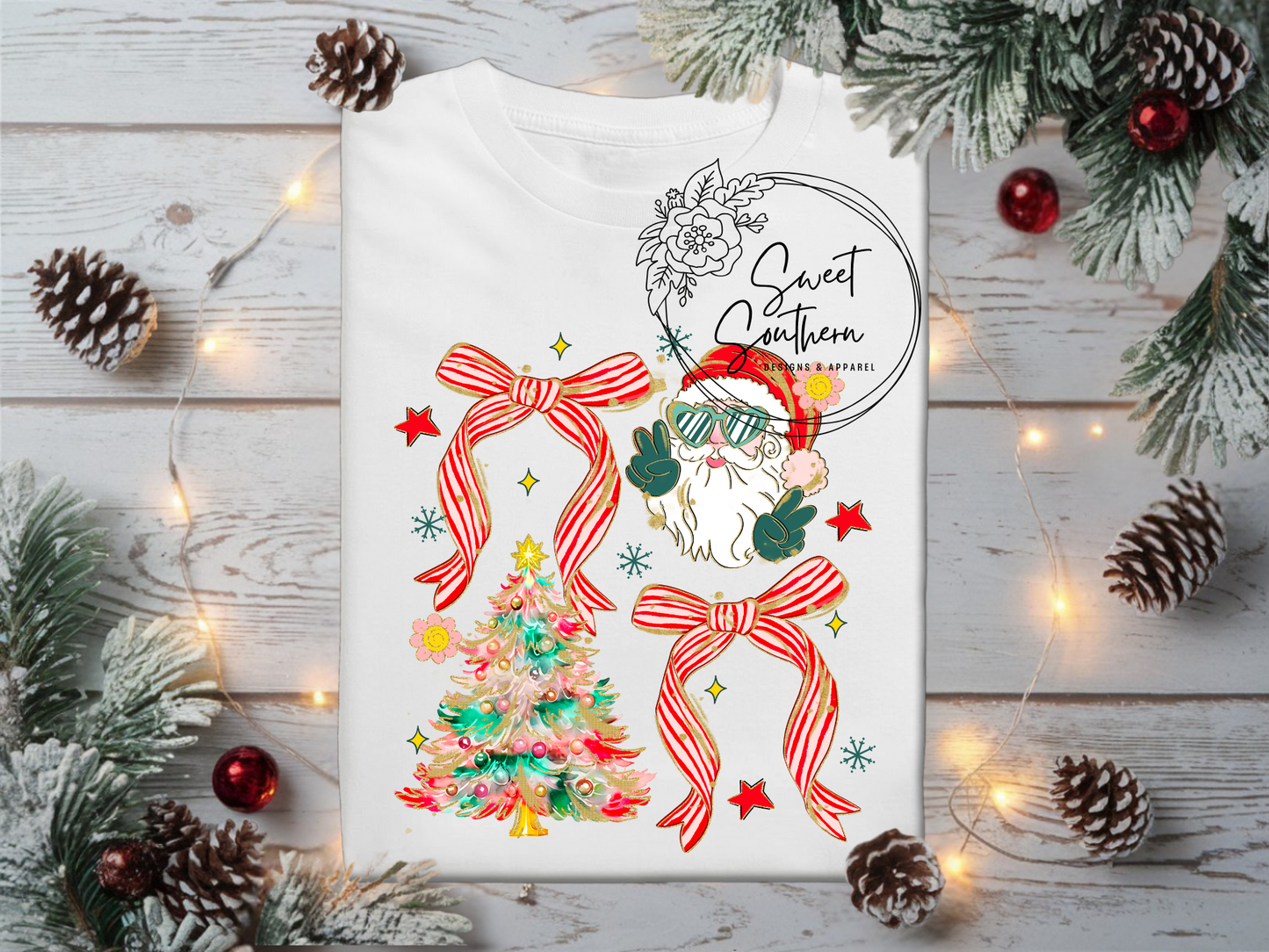 striped bows & groovy santa